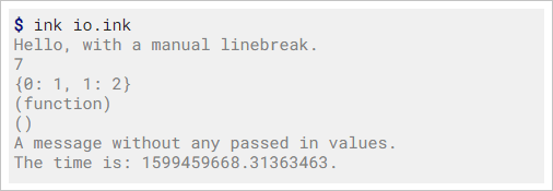 The section of output under the annotated program as if it has been ran via terminal